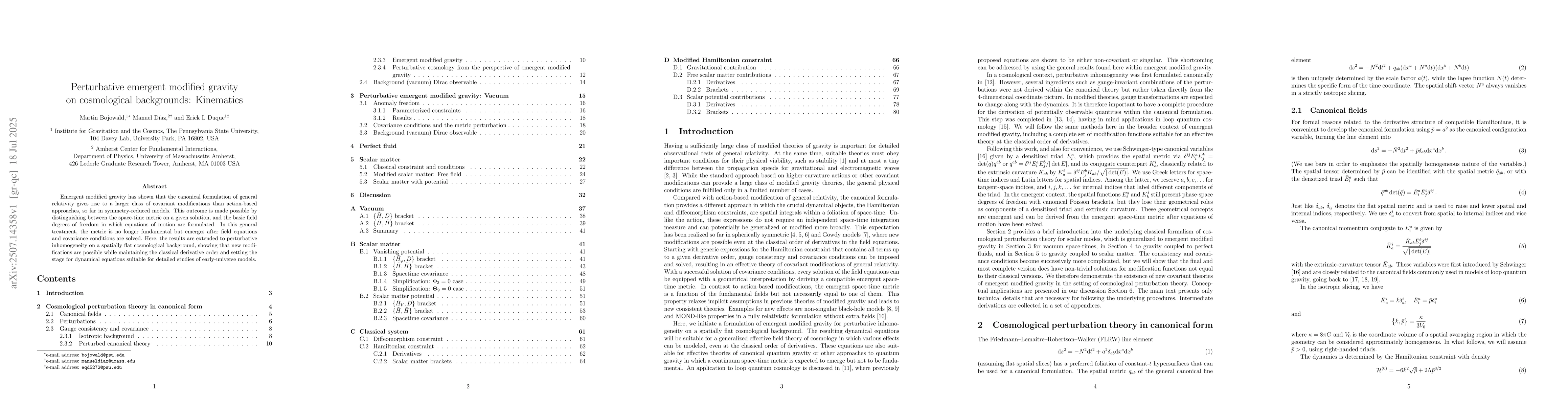Thumbnail for Perturbative emergent modified gravity on cosmological backgrounds:
  Kinematics