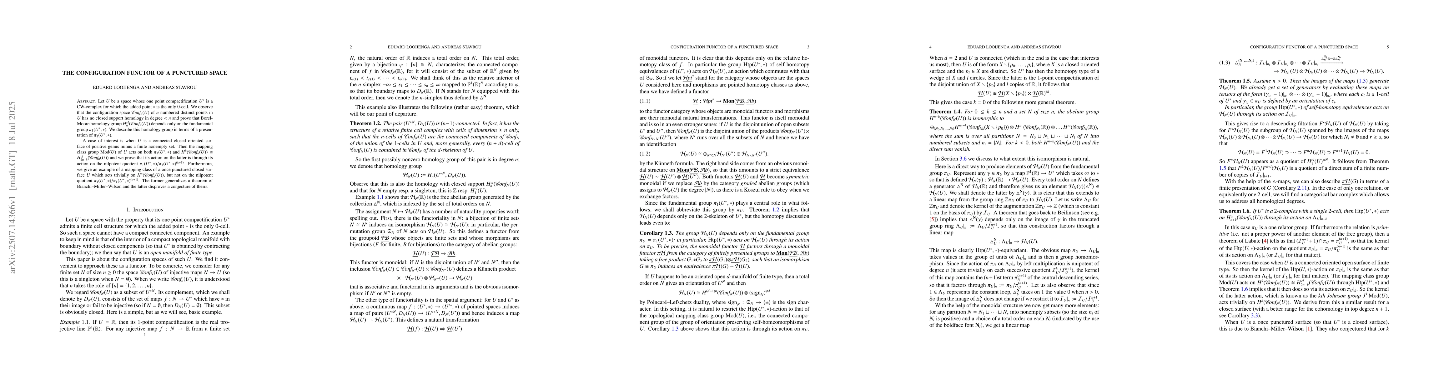 Thumbnail for The configuration functor of a punctured space