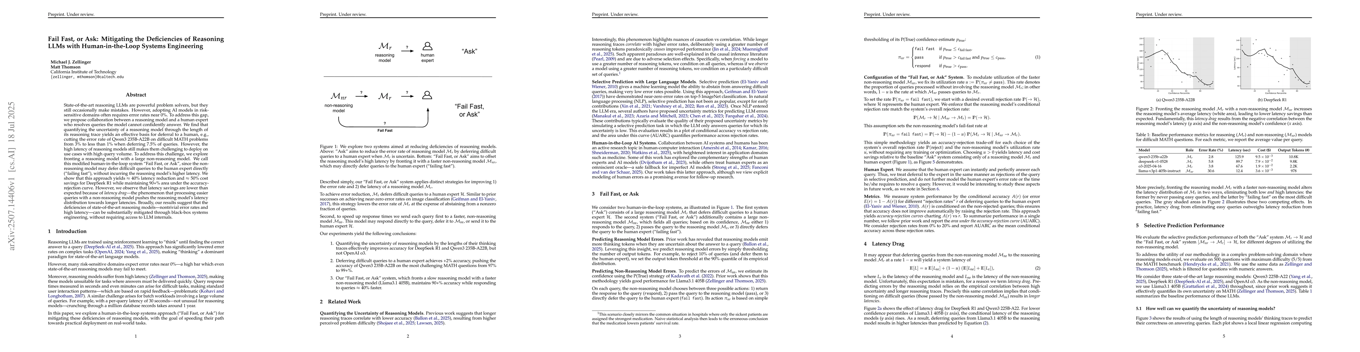 Thumbnail for Fail Fast, or Ask: Mitigating the Deficiencies of Reasoning LLMs with
  Human-in-the-Loop Systems Engineering