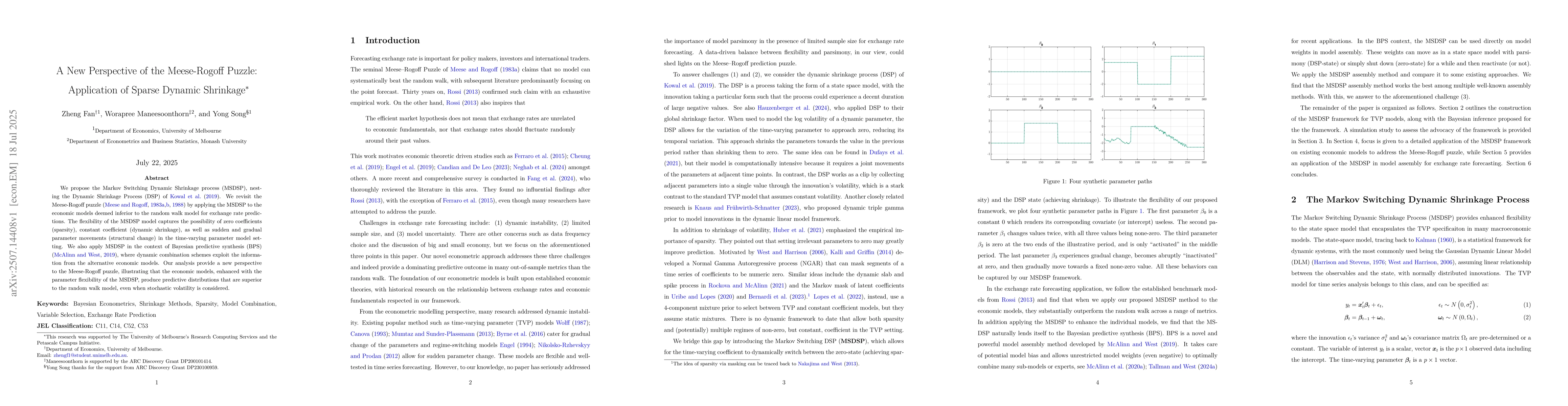 Thumbnail for A New Perspective of the Meese-Rogoff Puzzle: Application of Sparse
  Dynamic Shrinkage