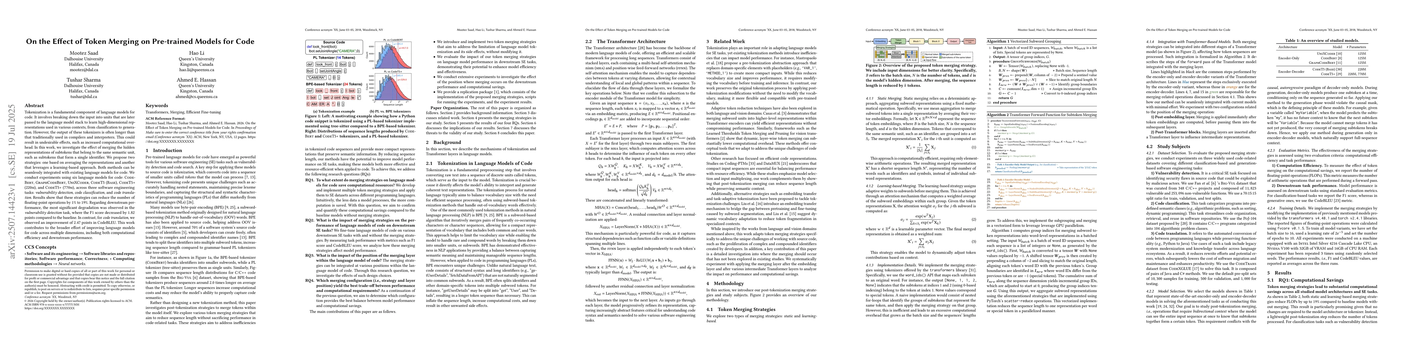 Thumbnail for On the Effect of Token Merging on Pre-trained Models for Code