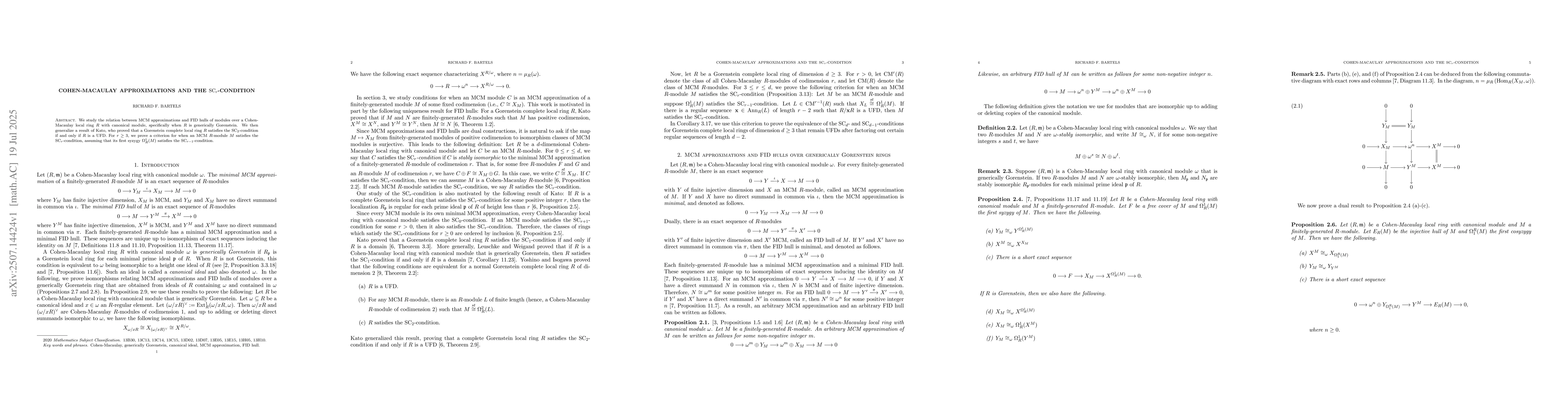 Thumbnail for Cohen-Macaulay approximations and the $\text{SC}_r$-condition