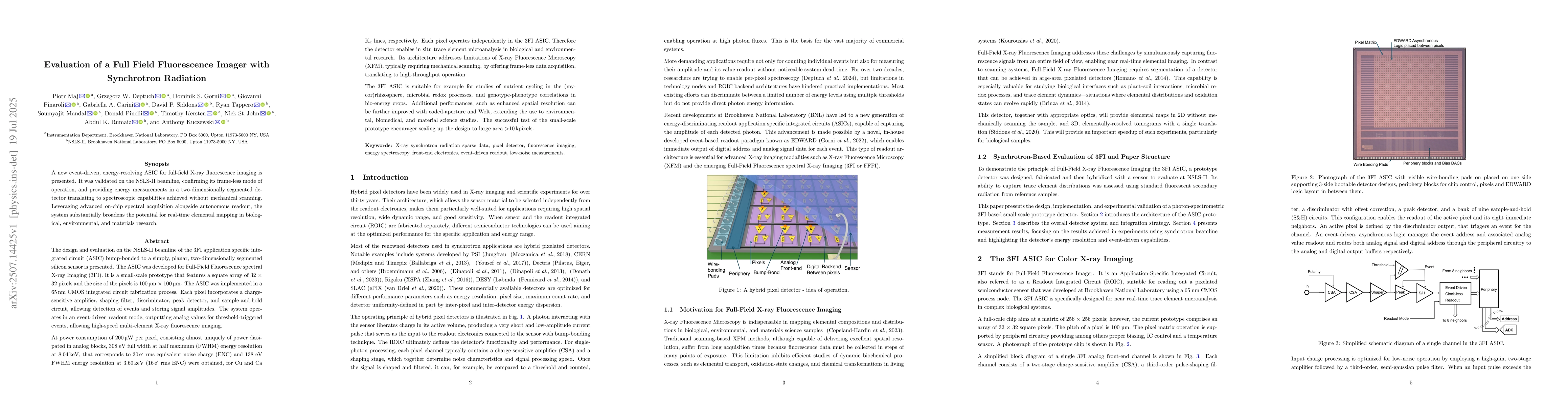 Thumbnail for Evaluation of a Full Field Fluorescence Imager with Synchrotron
  Radiation