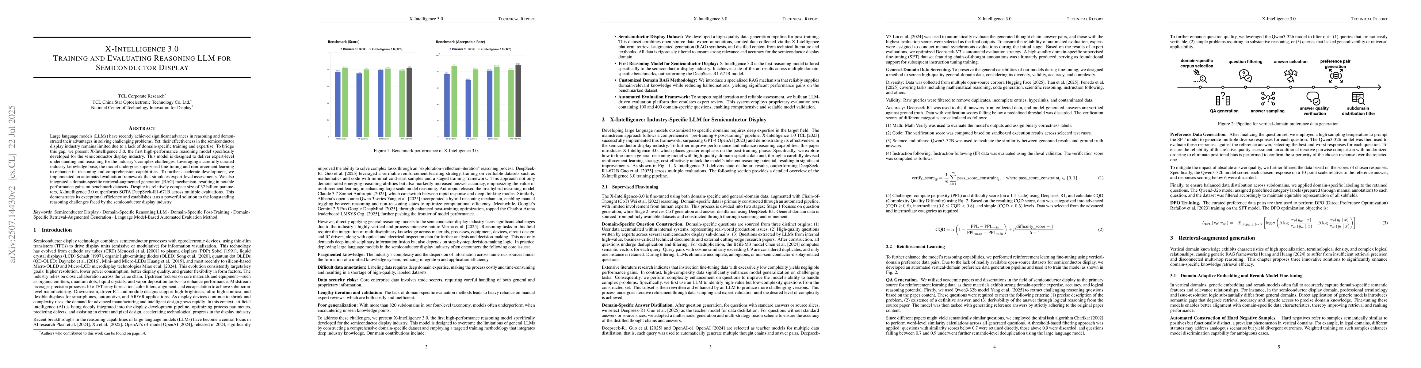 Thumbnail for X-Intelligence 3.0: Training and Evaluating Reasoning LLM for
  Semiconductor Display