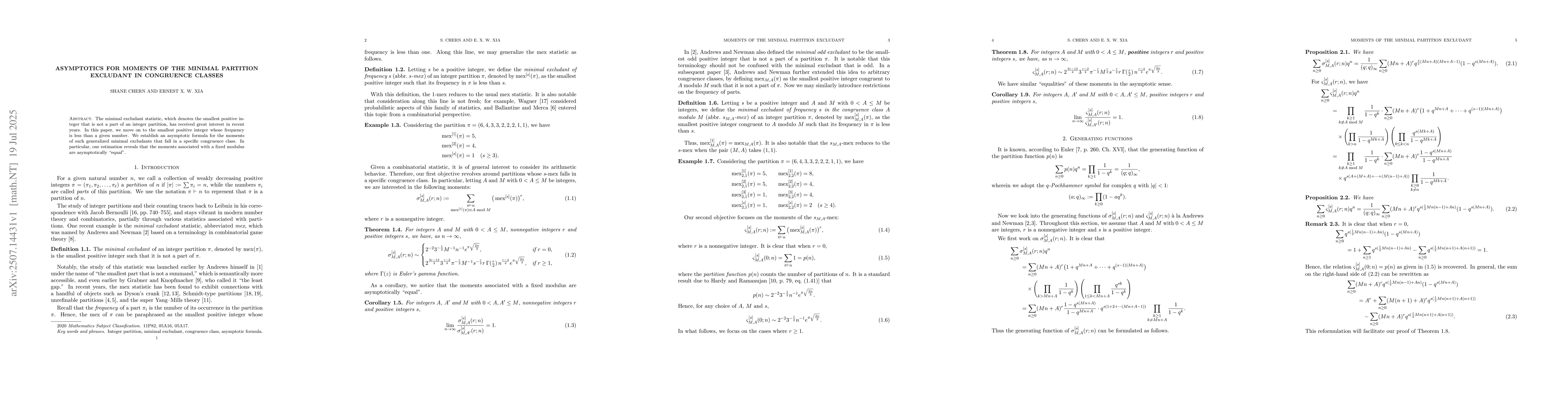 Thumbnail for Asymptotics for moments of the minimal partition excludant in congruence
  classes