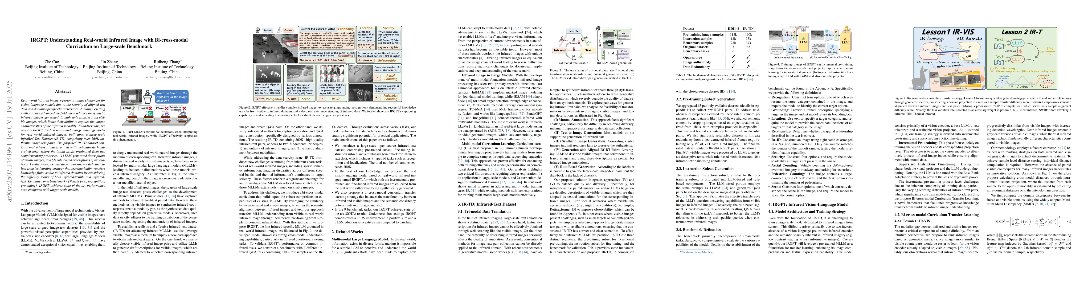 Thumbnail for IRGPT: Understanding Real-world Infrared Image with Bi-cross-modal
  Curriculum on Large-scale Benchmark