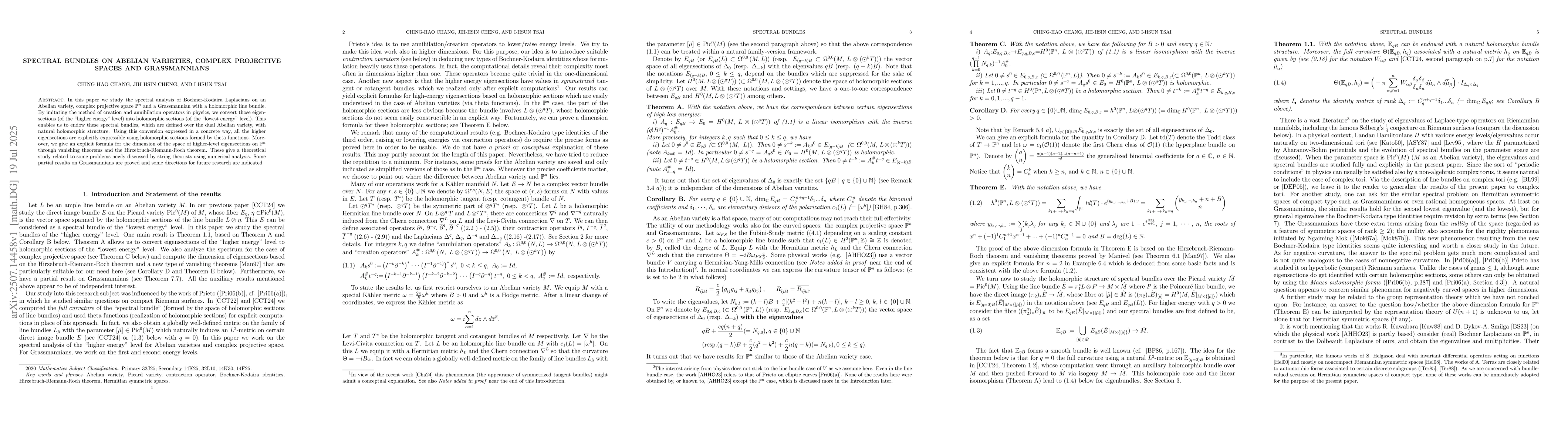 Thumbnail for Spectral bundles on Abelian varieties, complex projective spaces and
  Grassmannians