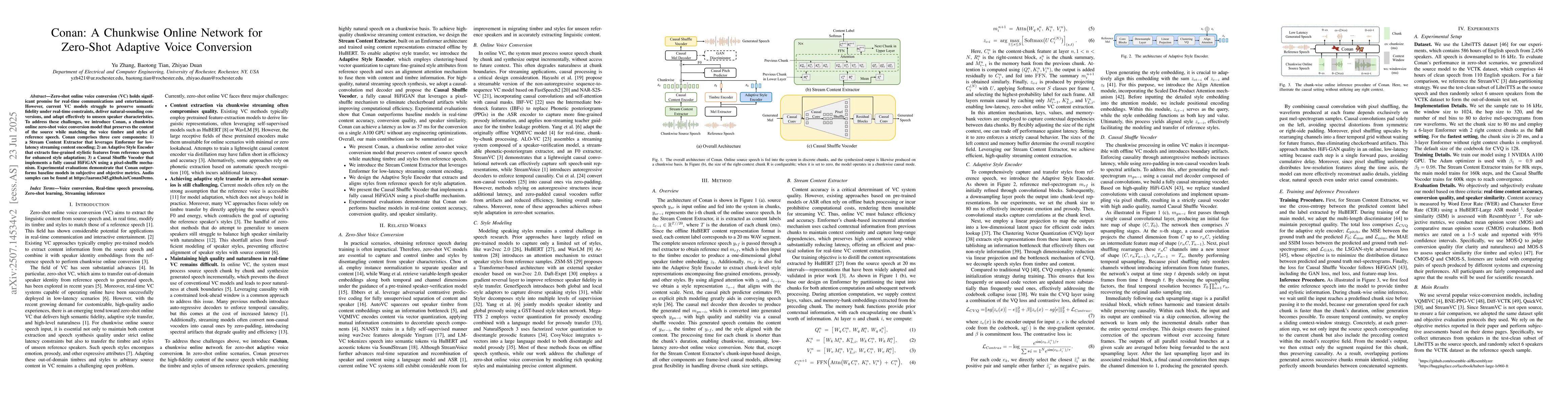 Thumbnail for Conan: A Chunkwise Online Network for Zero-Shot Adaptive Voice
  Conversion