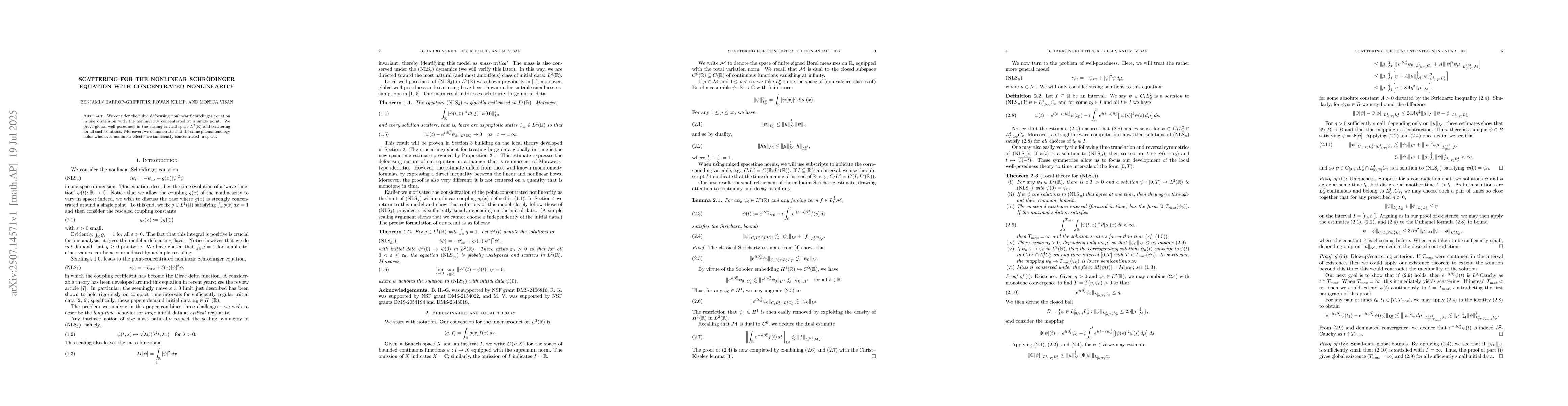 Thumbnail for Scattering for the nonlinear Schrödinger equation with concentrated
  nonlinearity
