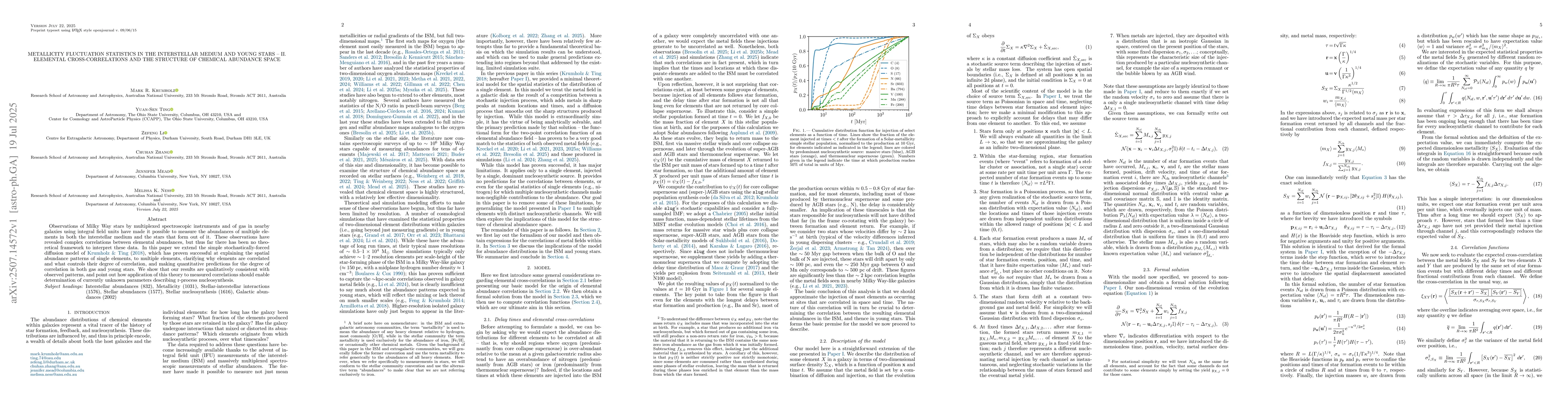 Thumbnail for Metallicity fluctuation statistics in the interstellar medium and young
  stars -- II. Elemental cross-correlations and the structure of chemical
  abundance space