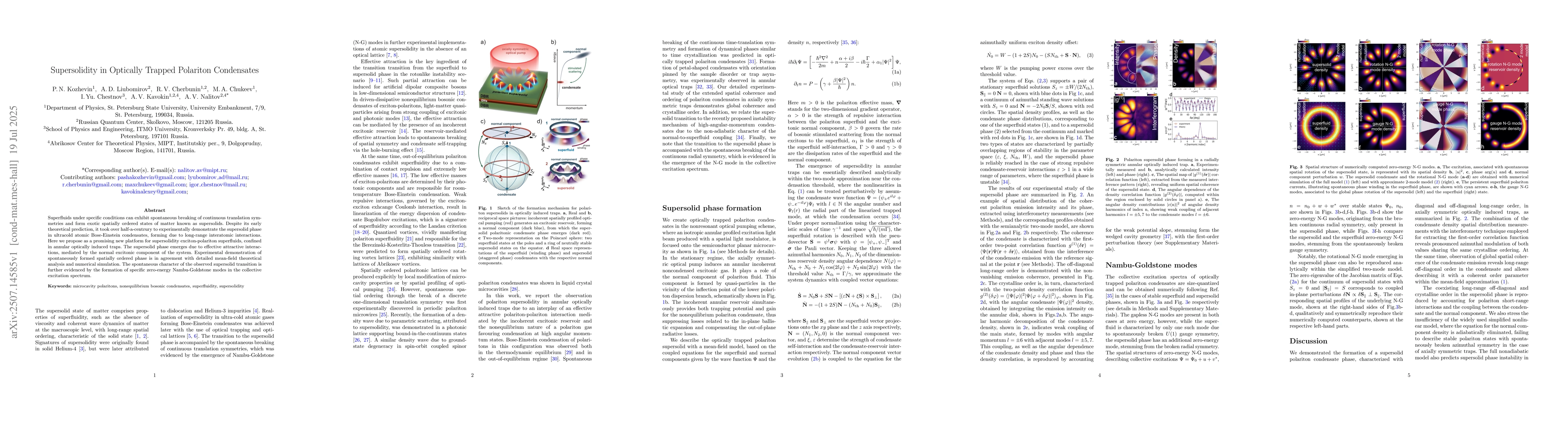 Thumbnail for Supersolidity in Optically Trapped Polariton Condensates