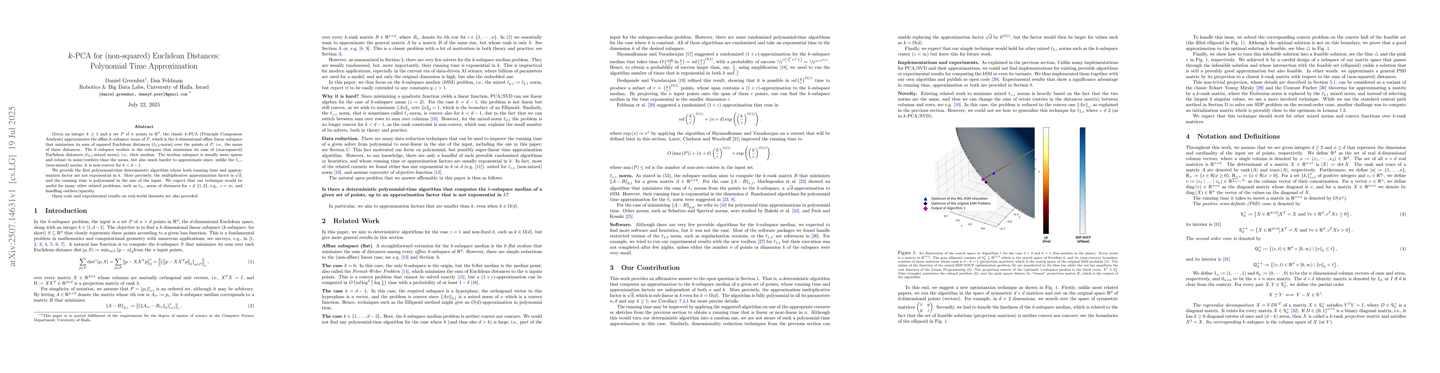 Thumbnail for $k$-PCA for (non-squared) Euclidean Distances: Polynomial Time
  Approximation