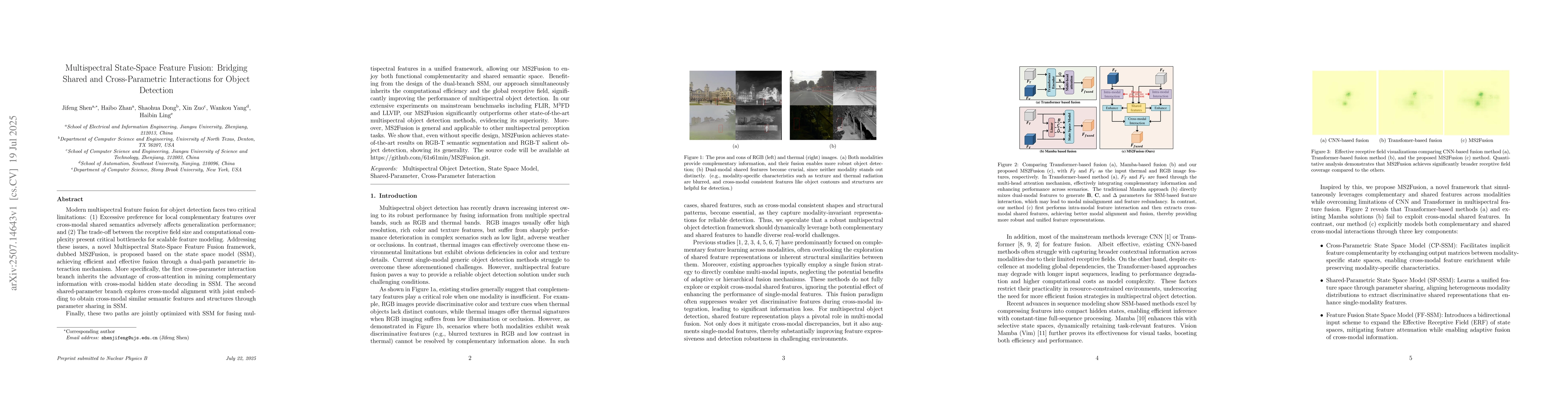 Thumbnail for Multispectral State-Space Feature Fusion: Bridging Shared and
  Cross-Parametric Interactions for Object Detection