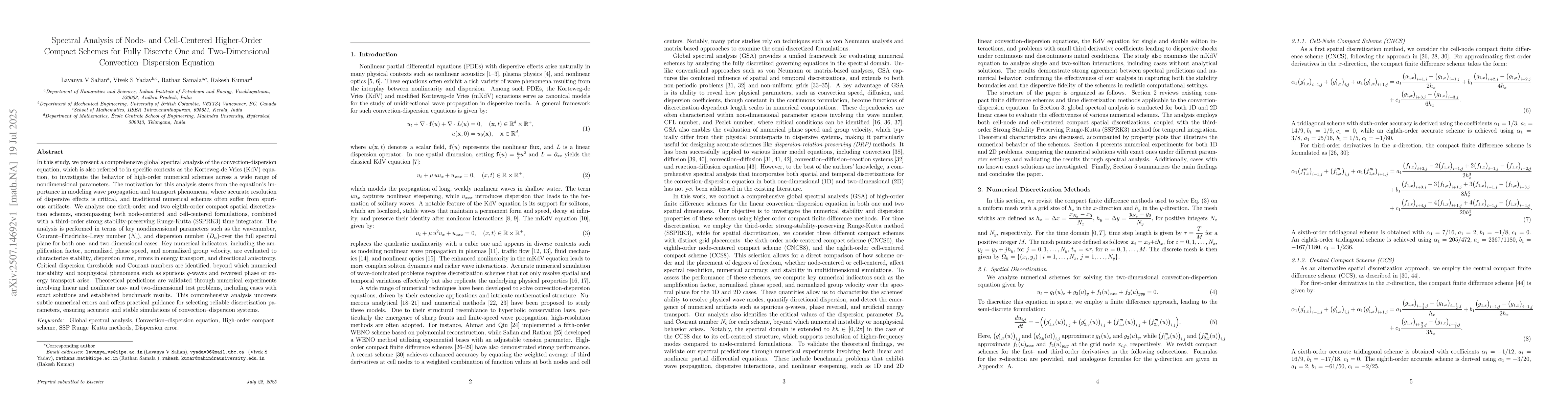 Thumbnail for Spectral Analysis of Node- and Cell-Centered Higher-Order Compact
  Schemes for Fully Discrete One and Two-Dimensional Convection-Dispersion
  Equation