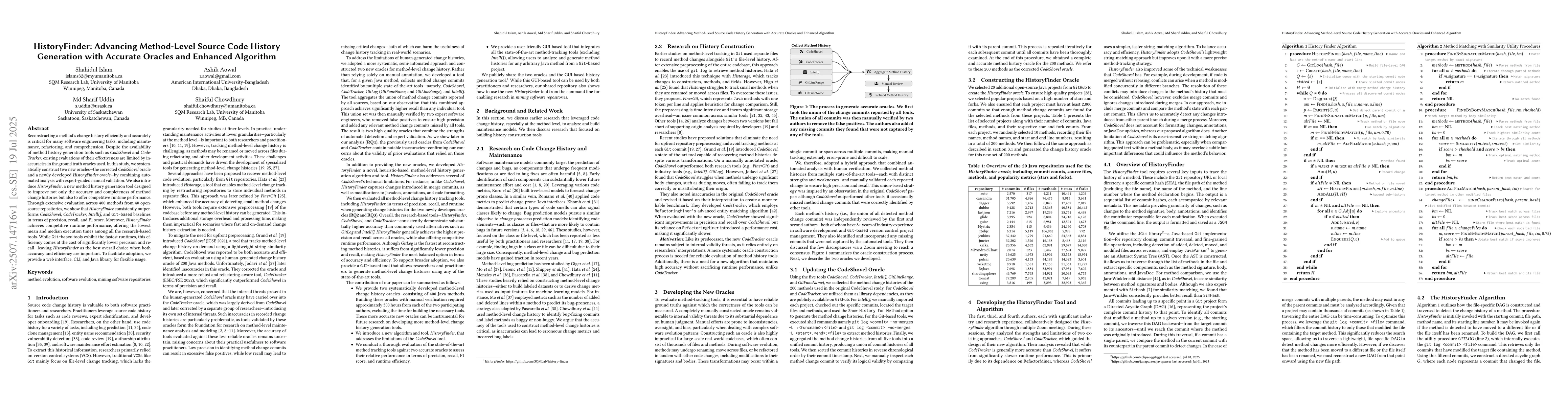 Thumbnail for HistoryFinder: Advancing Method-Level Source Code History Generation
  with Accurate Oracles and Enhanced Algorithm