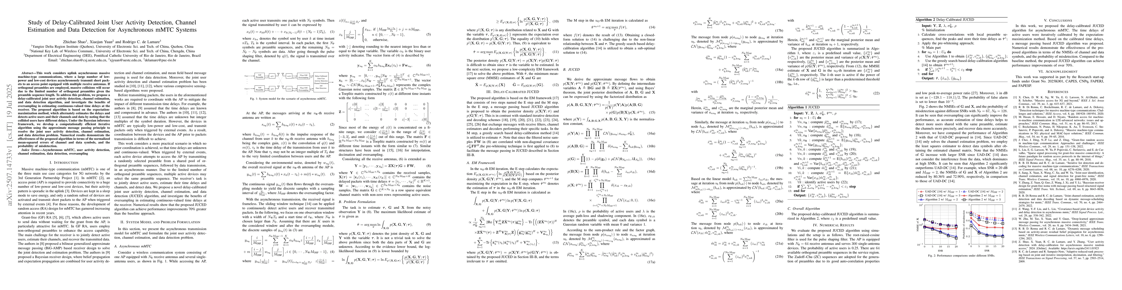 Thumbnail for Study of Delay-Calibrated Joint User Activity Detection, Channel
  Estimation and Data Detection for Asynchronous mMTC Systems