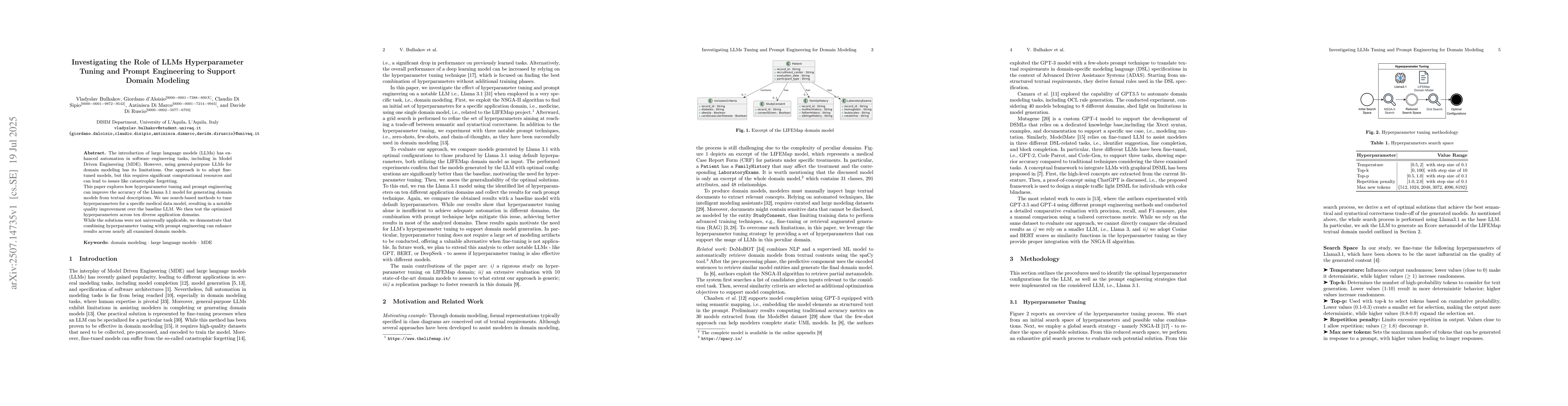 Thumbnail for Investigating the Role of LLMs Hyperparameter Tuning and Prompt
  Engineering to Support Domain Modeling