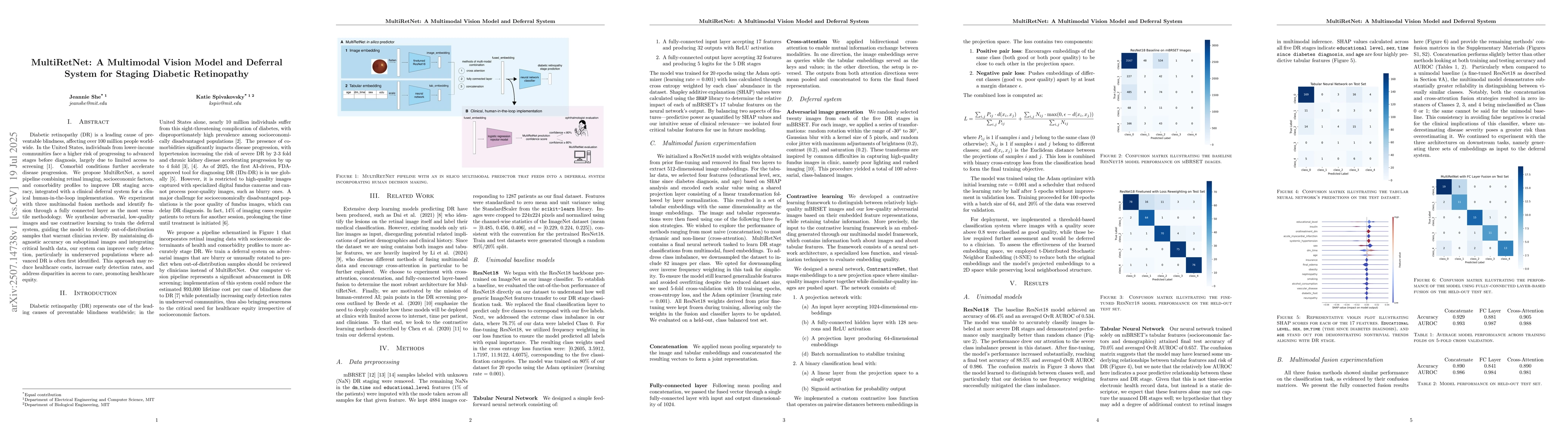 Thumbnail for MultiRetNet: A Multimodal Vision Model and Deferral System for Staging
  Diabetic Retinopathy
