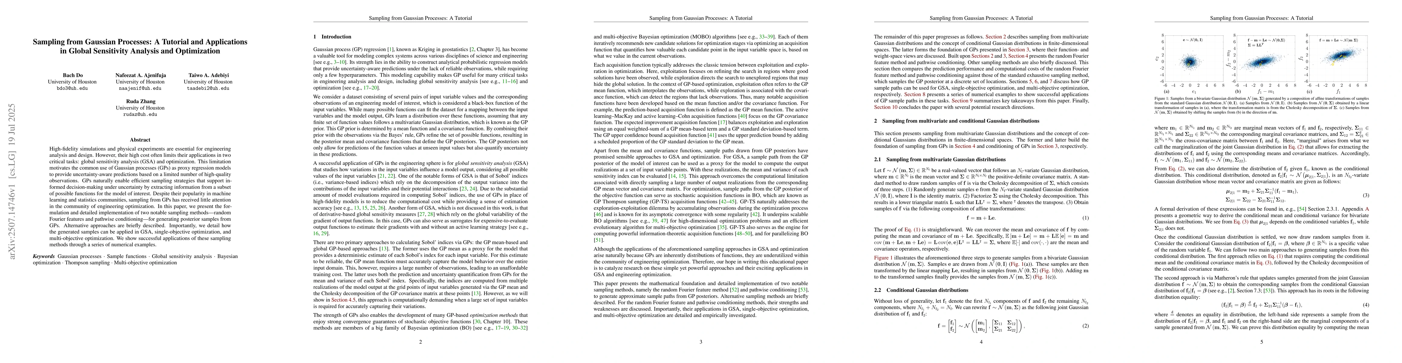 Thumbnail for Sampling from Gaussian Processes: A Tutorial and Applications in Global
  Sensitivity Analysis and Optimization