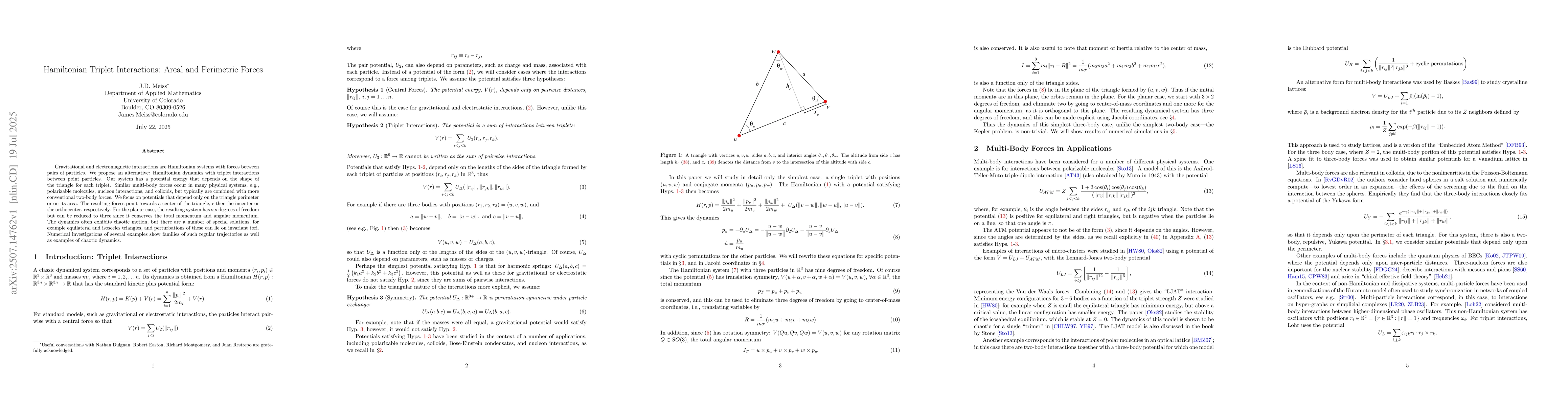 Thumbnail for Hamiltonian Triplet Interactions: Areal and Perimetric Forces