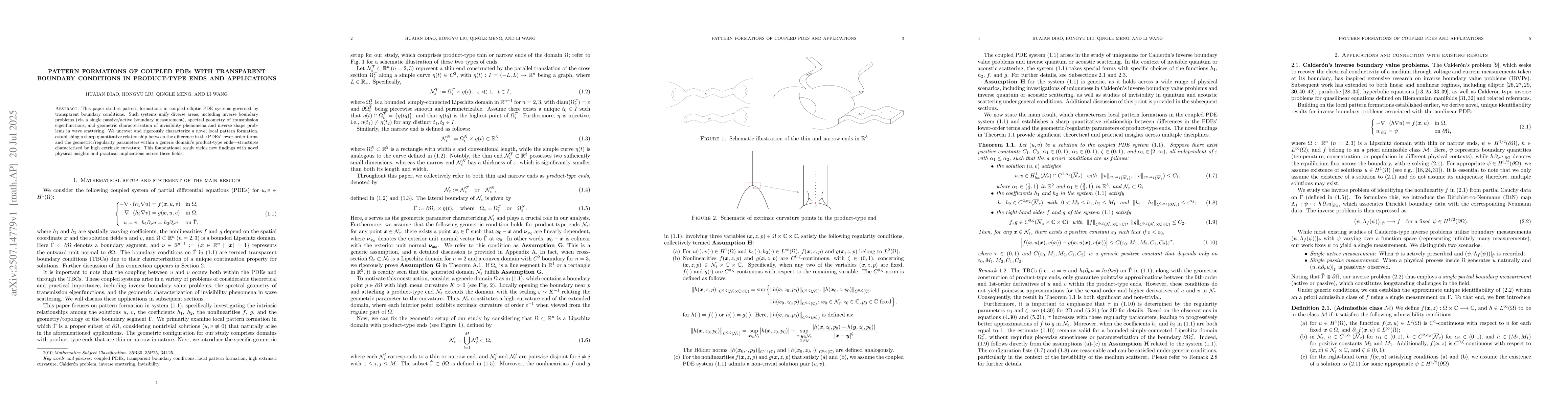 Thumbnail for Pattern formations of coupled PDEs with transparent boundary conditions
  in product-type ends and applications