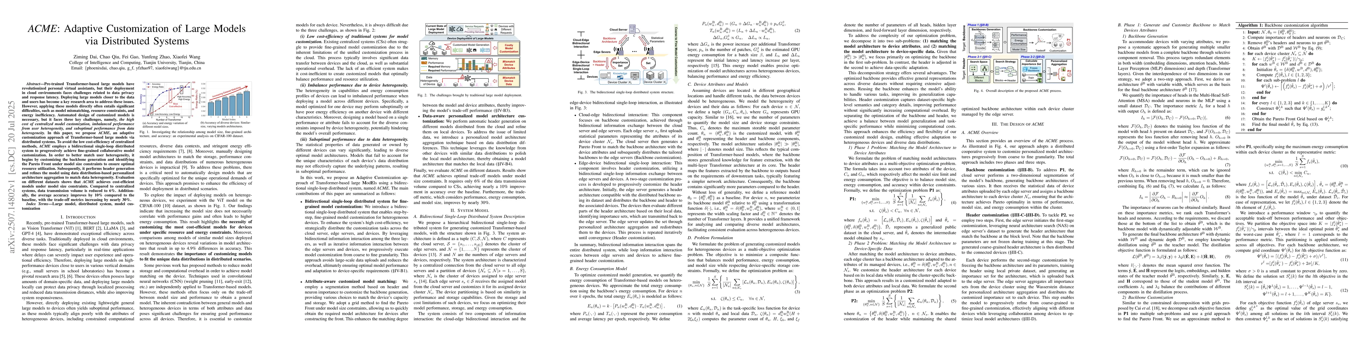 Thumbnail for ACME: Adaptive Customization of Large Models via Distributed Systems