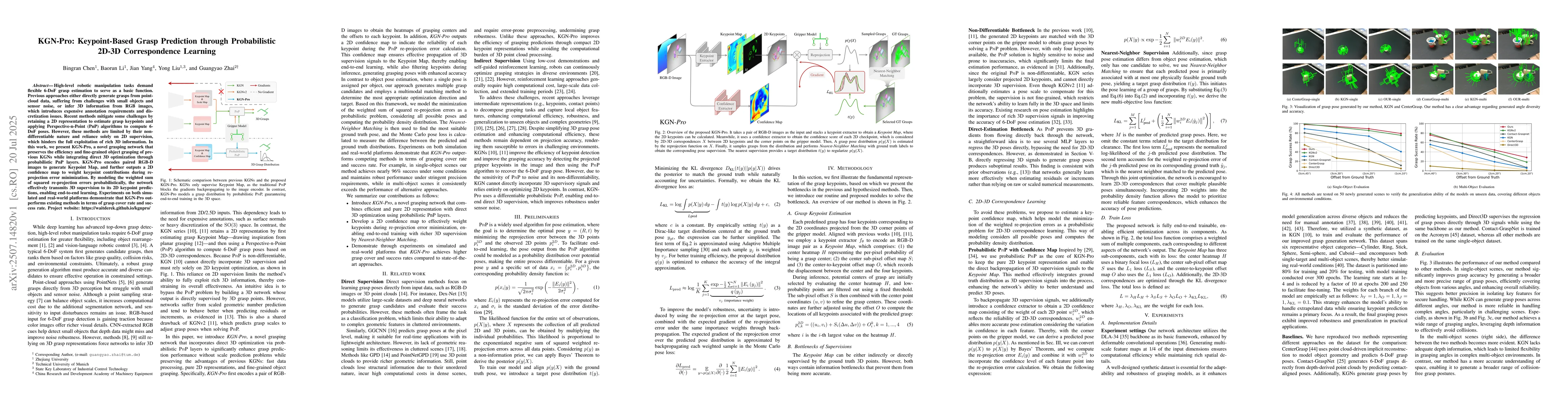 Thumbnail for KGN-Pro: Keypoint-Based Grasp Prediction through Probabilistic 2D-3D
  Correspondence Learning