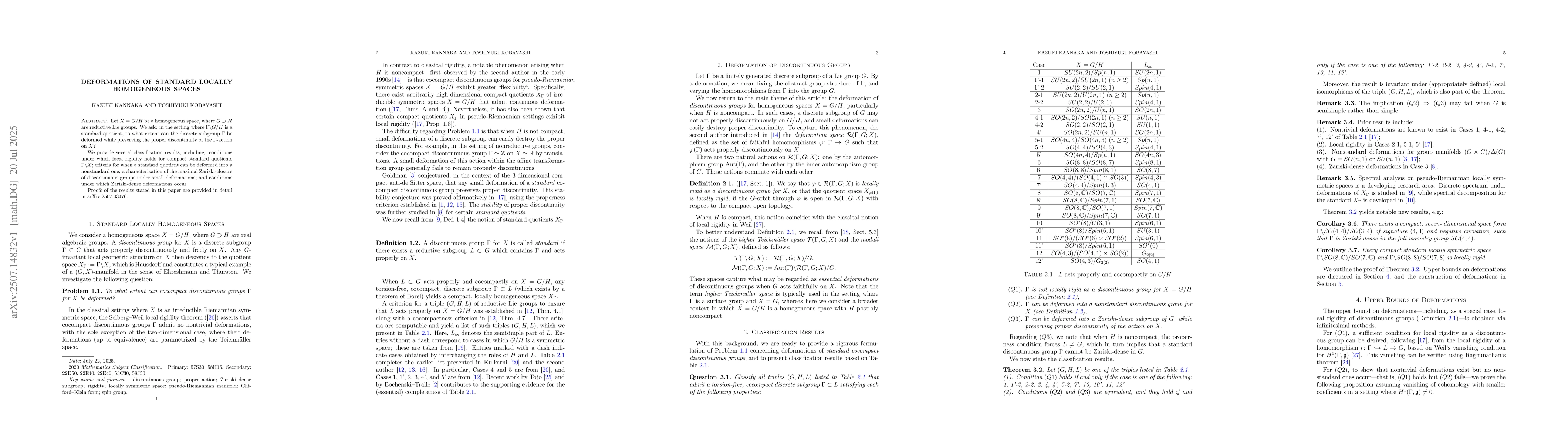 Thumbnail for Deformations of Standard Locally Homogeneous Spaces