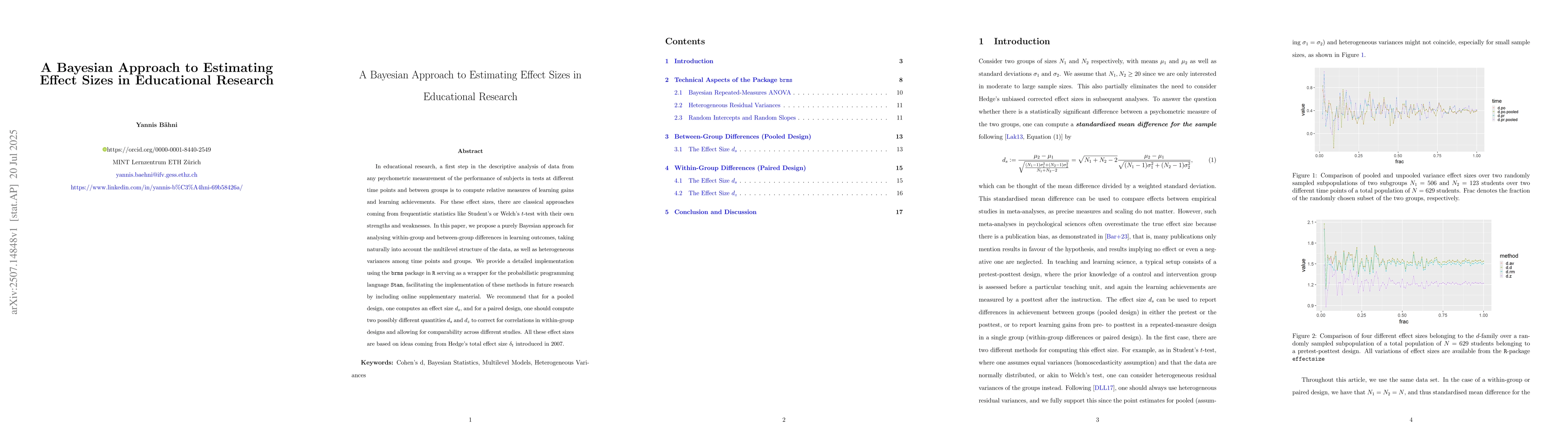 Thumbnail for A Bayesian Approach to Estimating Effect Sizes in Educational Research