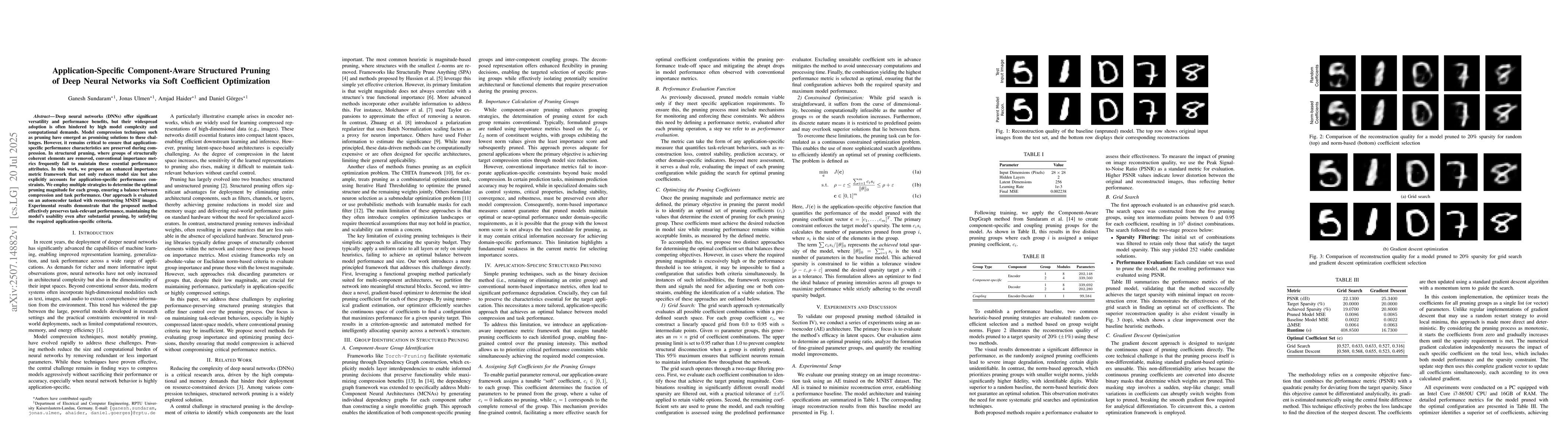 Thumbnail for Application-Specific Component-Aware Structured Pruning of Deep Neural
  Networks via Soft Coefficient Optimization