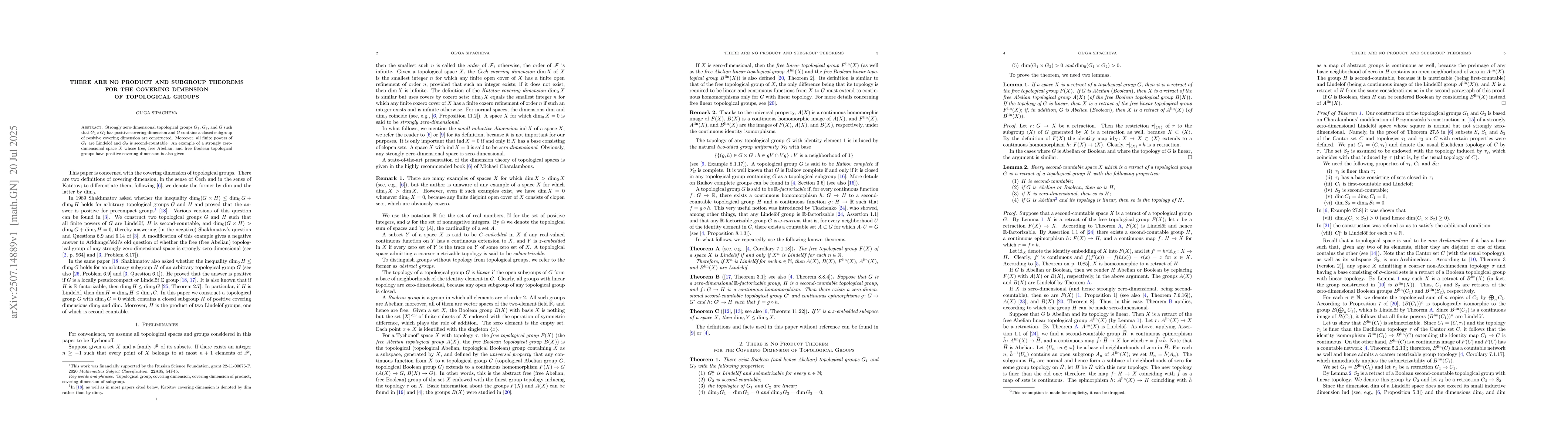 Thumbnail for There are No Product and Subgroup Theorems for the Covering Dimension of
  Topological Groups