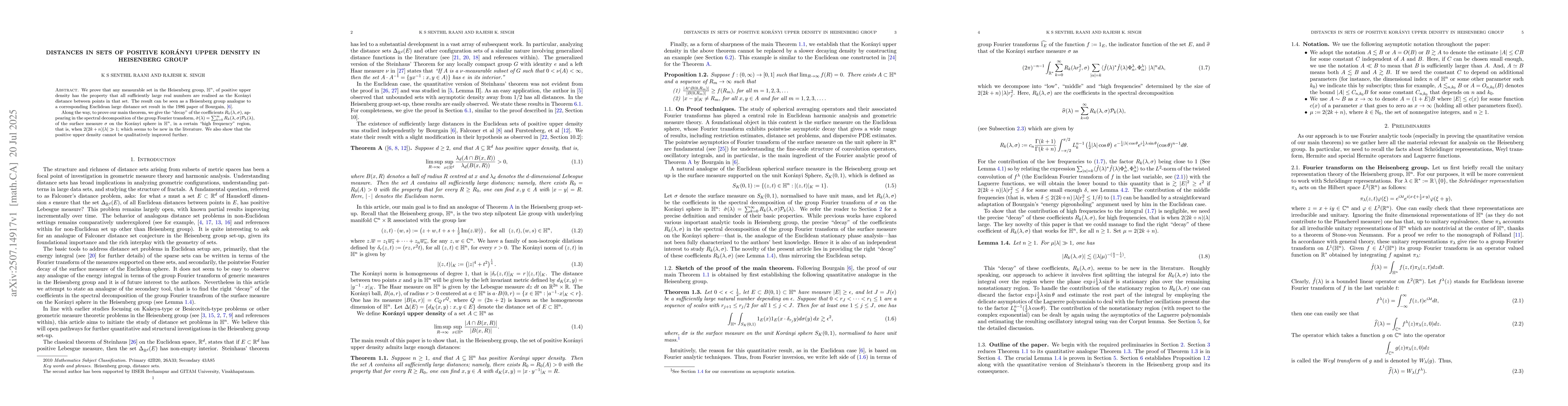 Thumbnail for Distances in sets of positive Korányi upper density in Heisenberg
  Group