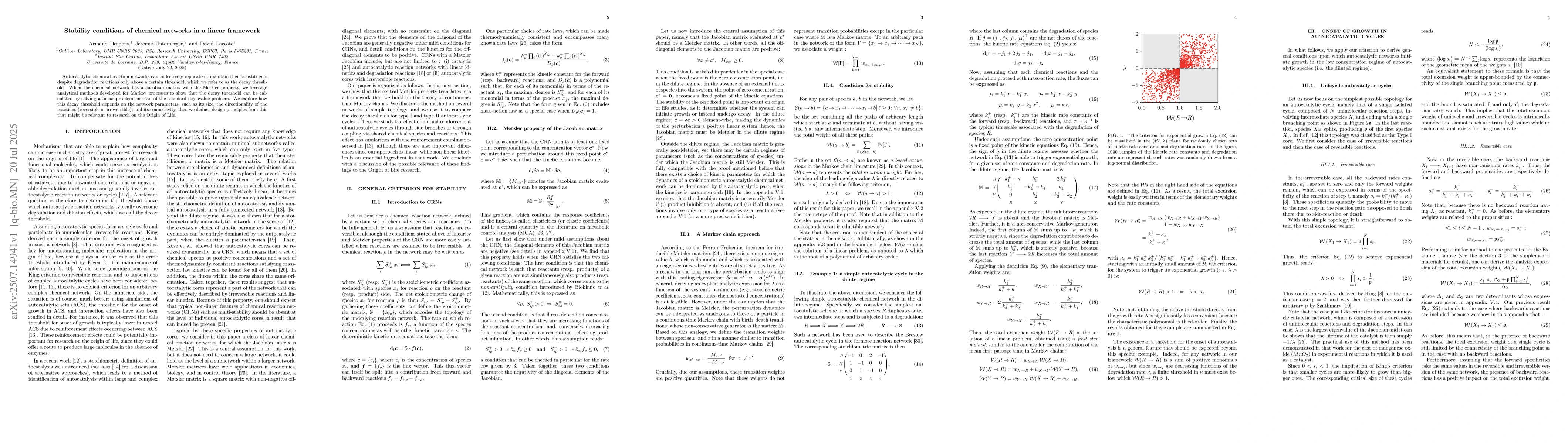Thumbnail for Stability conditions of chemical networks in a linear framework