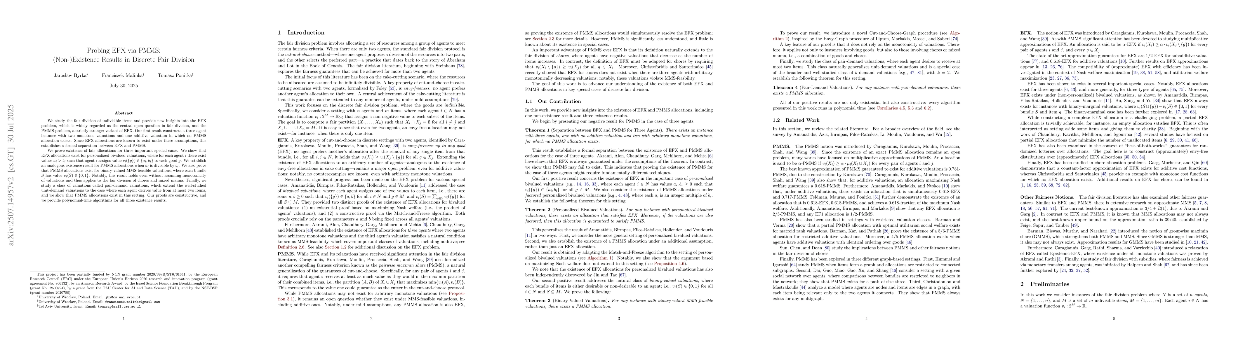 Thumbnail for Probing EFX via PMMS: (Non-)Existence Results in Discrete Fair Division