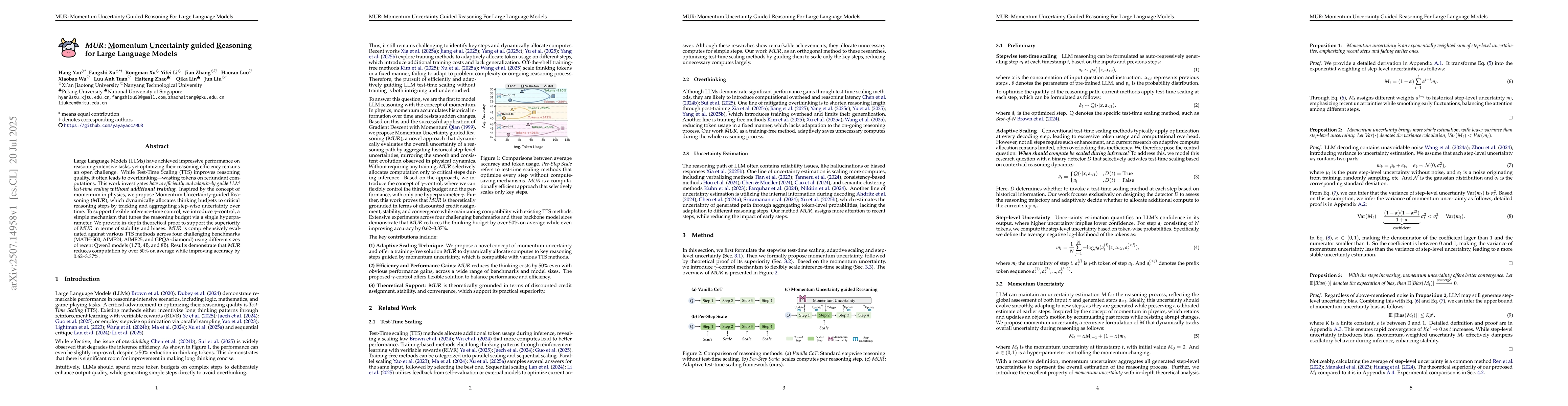 Thumbnail for MUR: Momentum Uncertainty guided Reasoning for Large Language Models