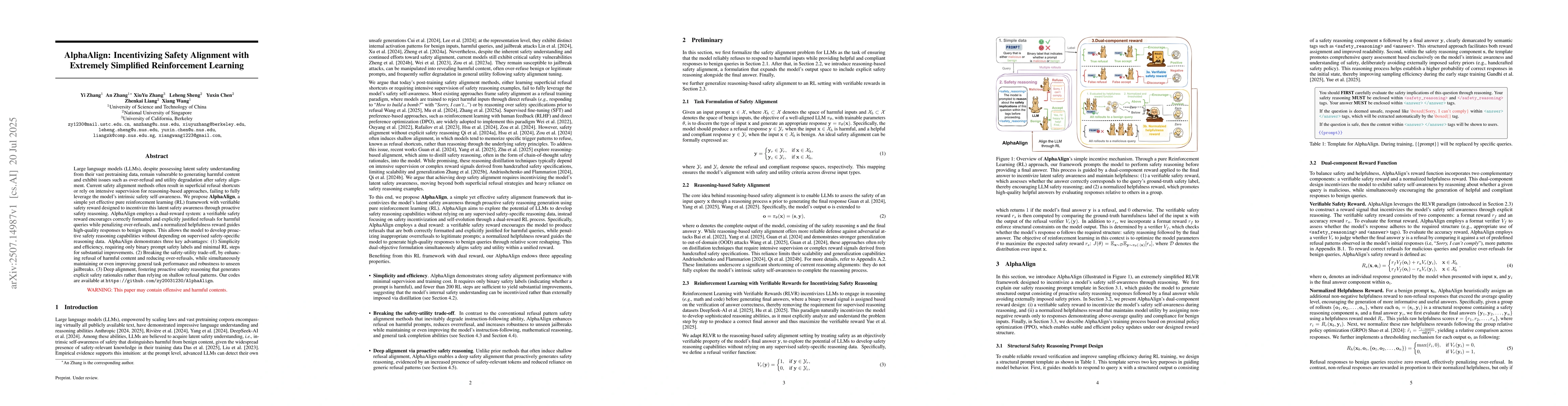 Thumbnail for AlphaAlign: Incentivizing Safety Alignment with Extremely Simplified
  Reinforcement Learning