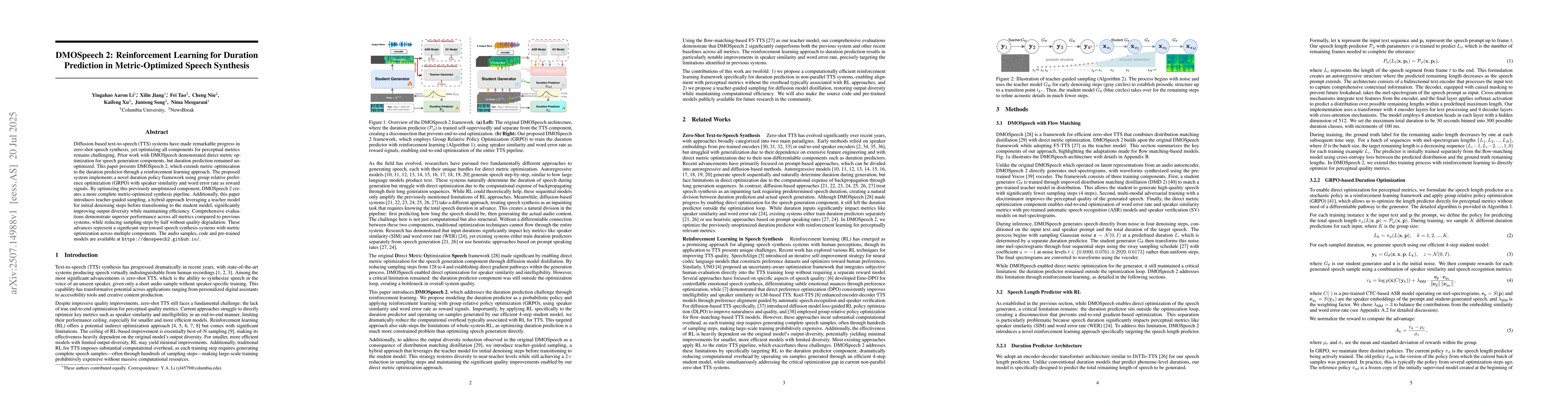 Thumbnail for DMOSpeech 2: Reinforcement Learning for Duration Prediction in
  Metric-Optimized Speech Synthesis