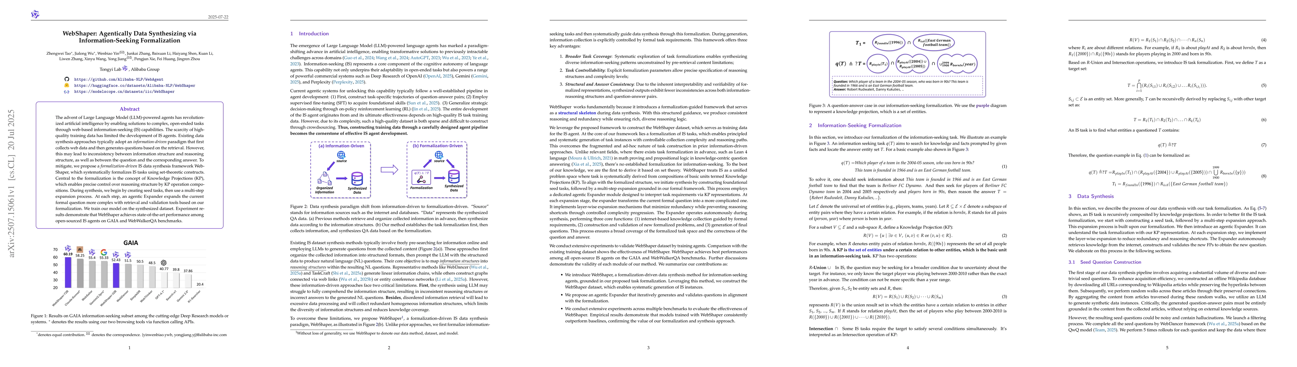 Thumbnail for WebShaper: Agentically Data Synthesizing via Information-Seeking
  Formalization