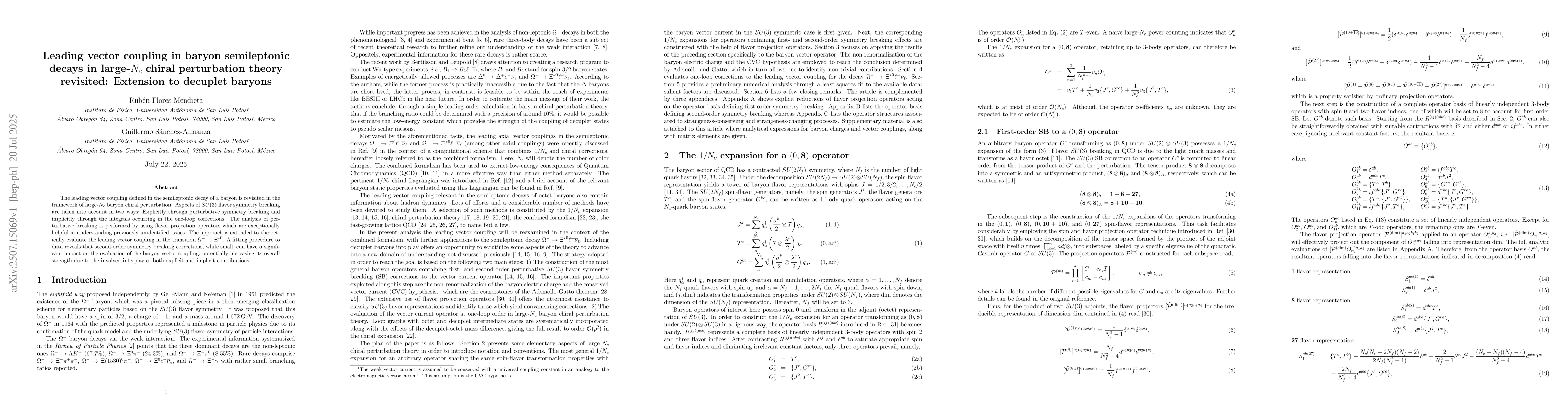Thumbnail for Leading vector coupling in baryon semileptonic decays in large-$N_c$
  chiral perturbation theory revisited: Extension to decuplet baryons