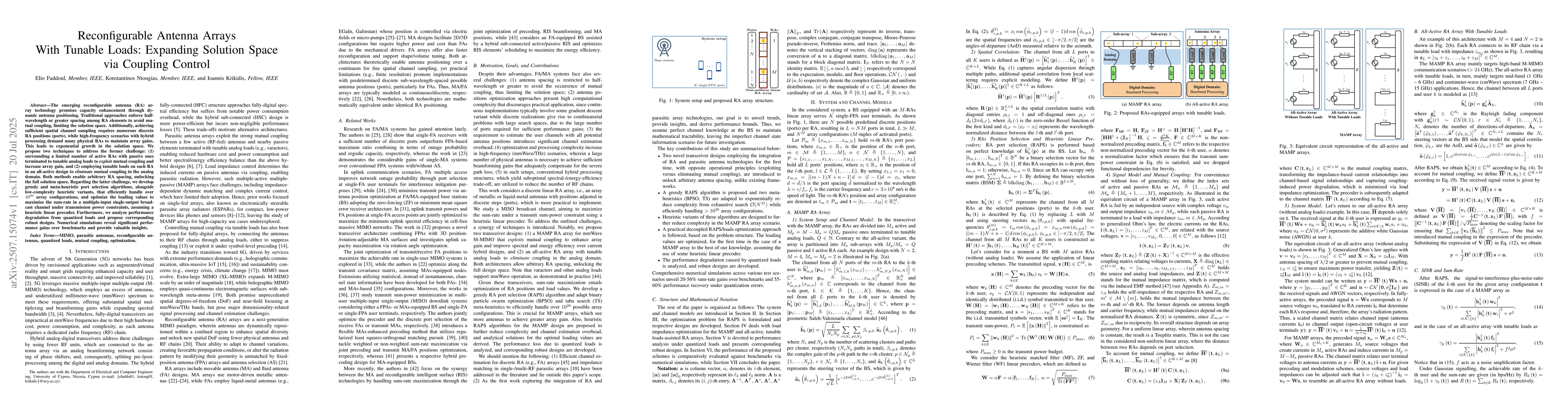 Thumbnail for Reconfigurable Antenna Arrays With Tunable Loads: Expanding Solution
  Space via Coupling Control