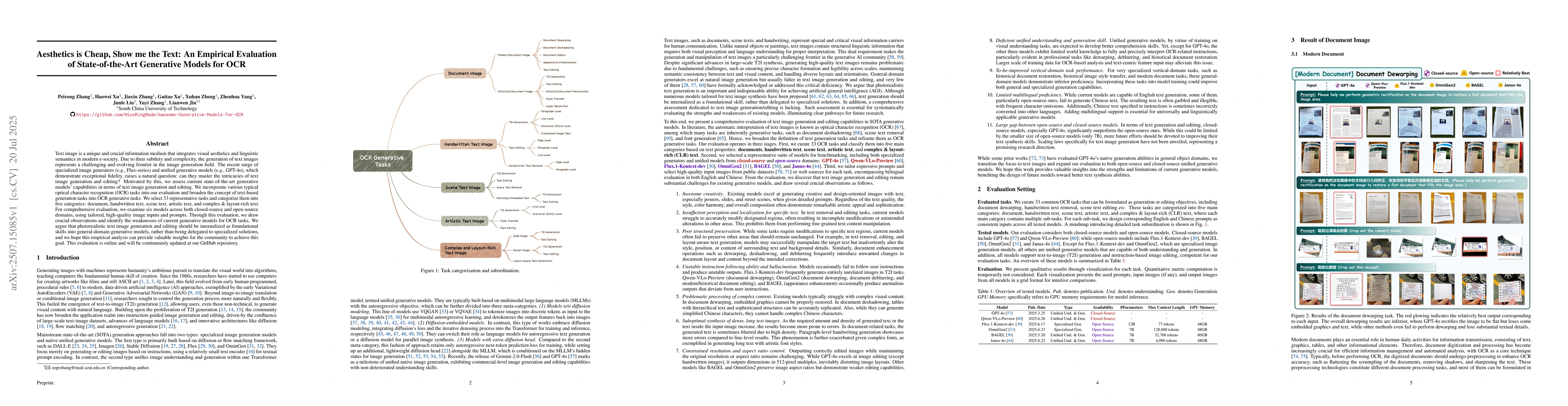 Thumbnail for Aesthetics is Cheap, Show me the Text: An Empirical Evaluation of
  State-of-the-Art Generative Models for OCR