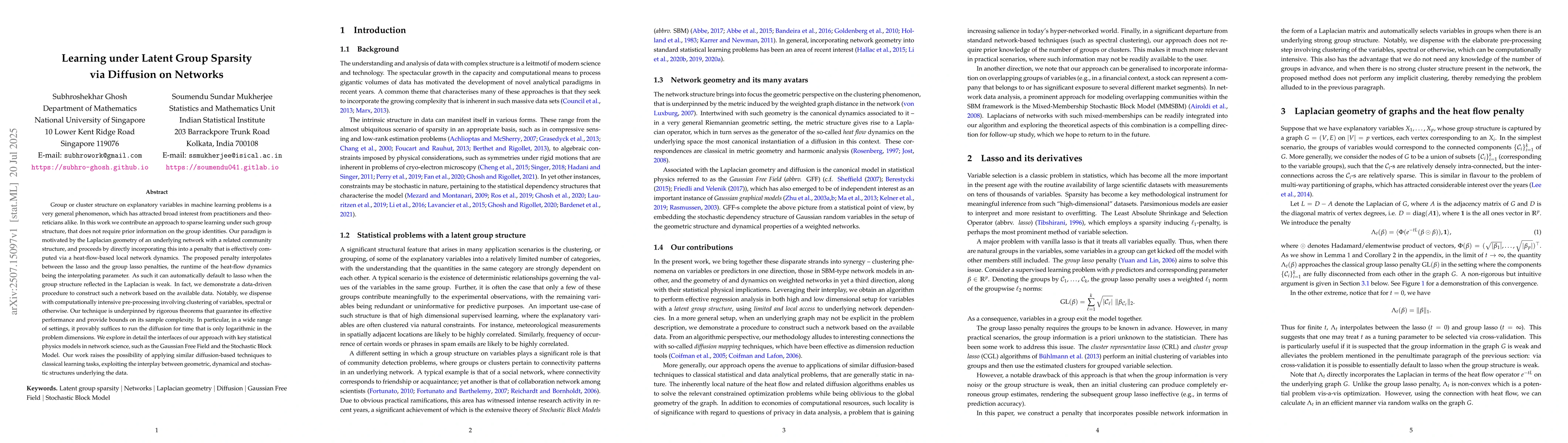 Thumbnail for Learning under Latent Group Sparsity via Diffusion on Networks