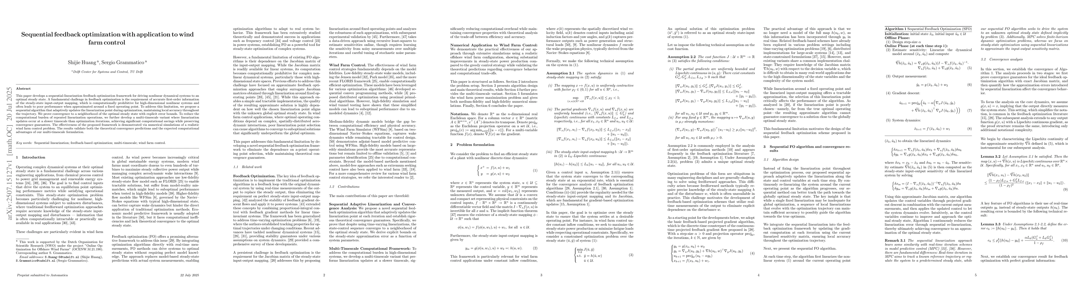 Thumbnail for Sequential feedback optimization with application to wind farm control