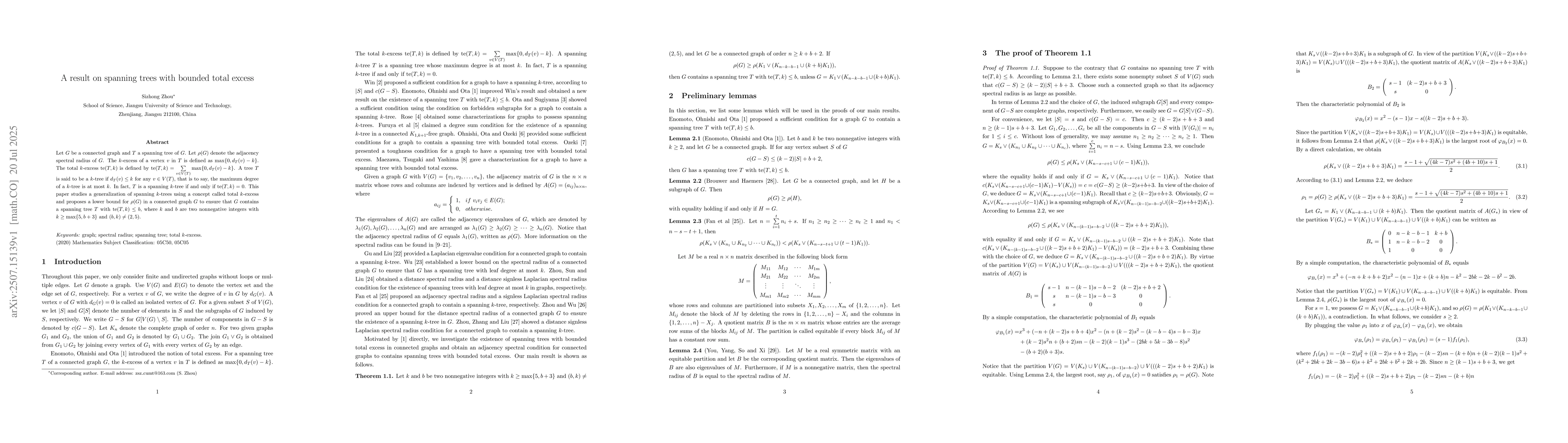 Thumbnail for A result on spanning trees with bounded total excess
