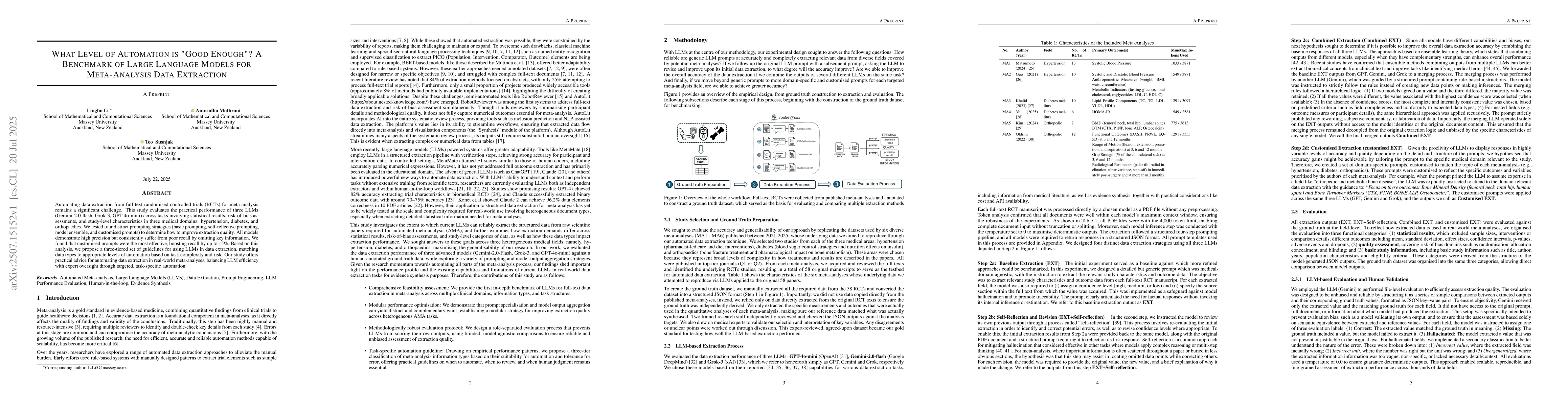 Thumbnail for What Level of Automation is "Good Enough"? A Benchmark of Large Language
  Models for Meta-Analysis Data Extraction