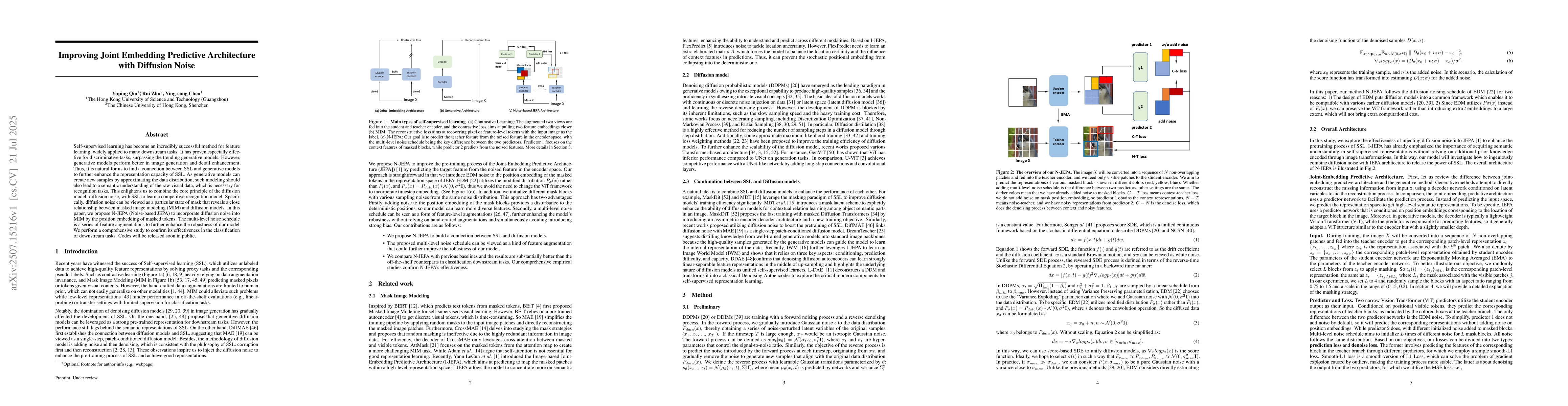 Thumbnail for Improving Joint Embedding Predictive Architecture with Diffusion Noise