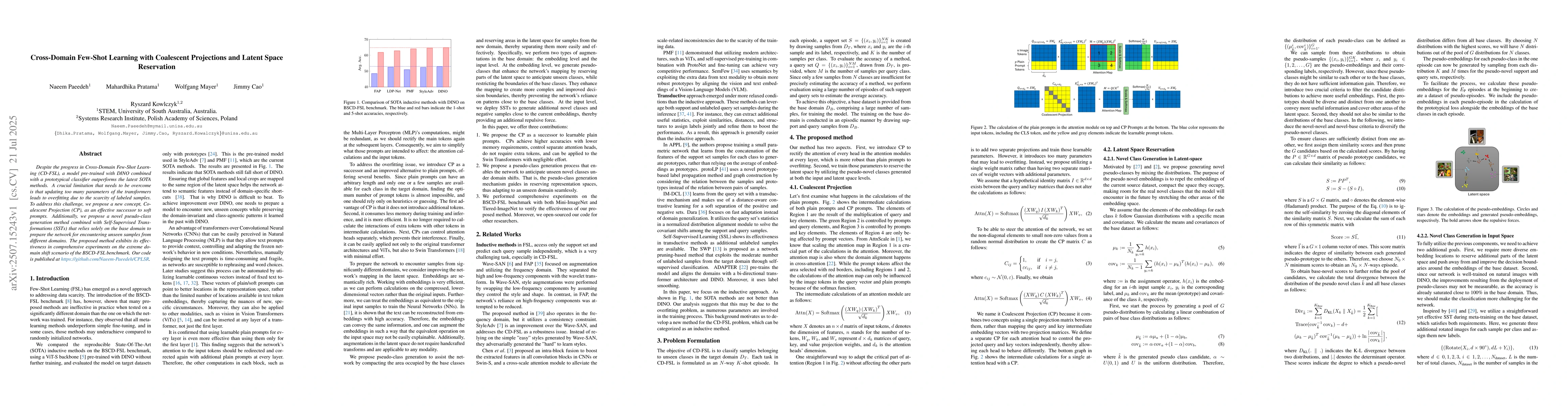 Thumbnail for Cross-Domain Few-Shot Learning with Coalescent Projections and Latent
  Space Reservation