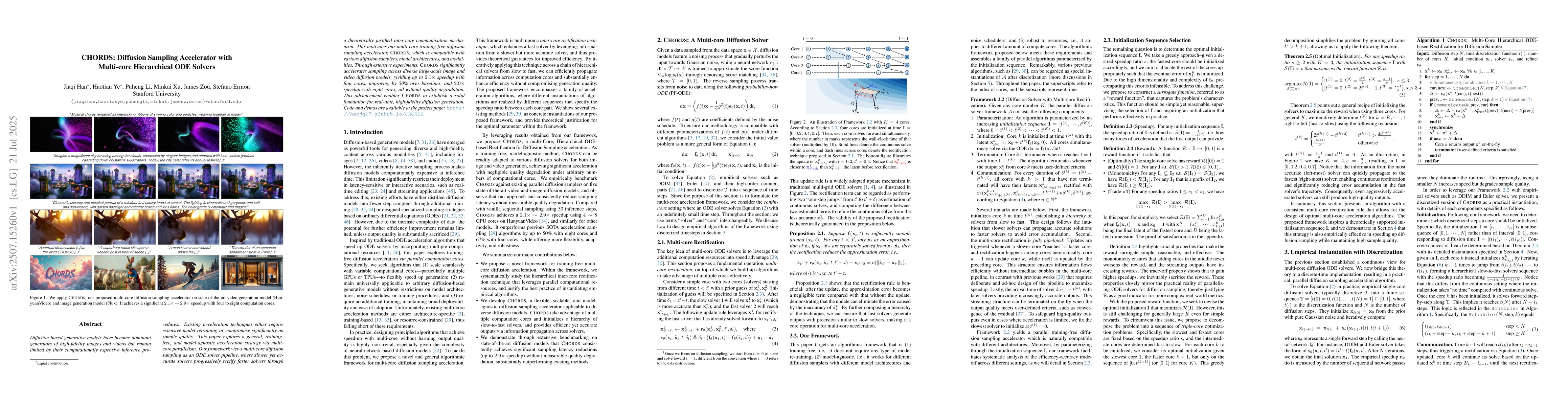 Thumbnail for CHORDS: Diffusion Sampling Accelerator with Multi-core Hierarchical ODE
  Solvers