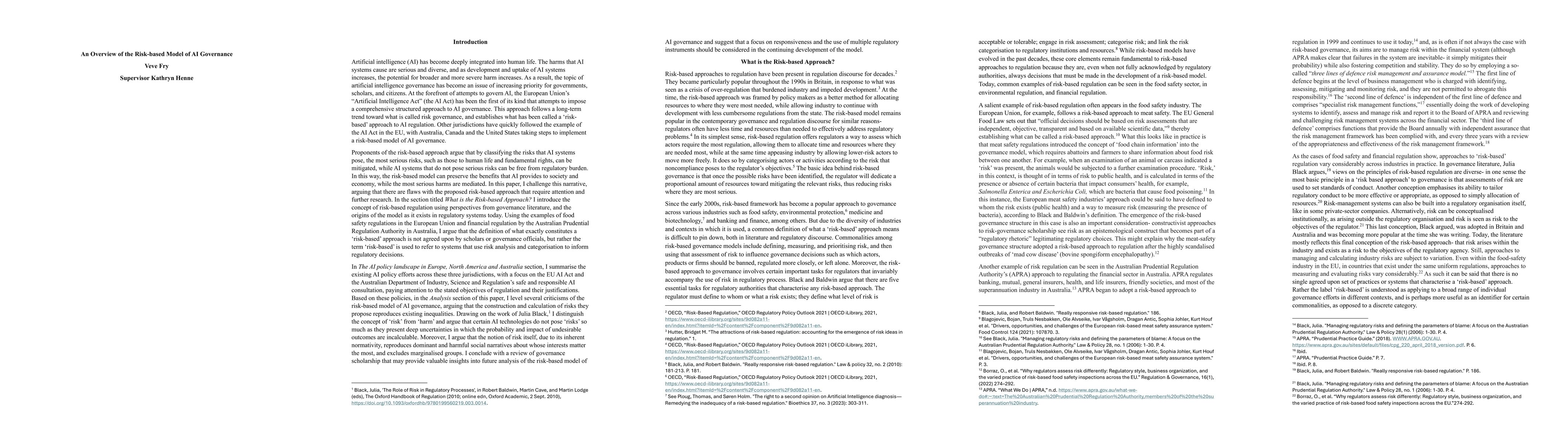 Thumbnail for An Overview of the Risk-based Model of AI Governance