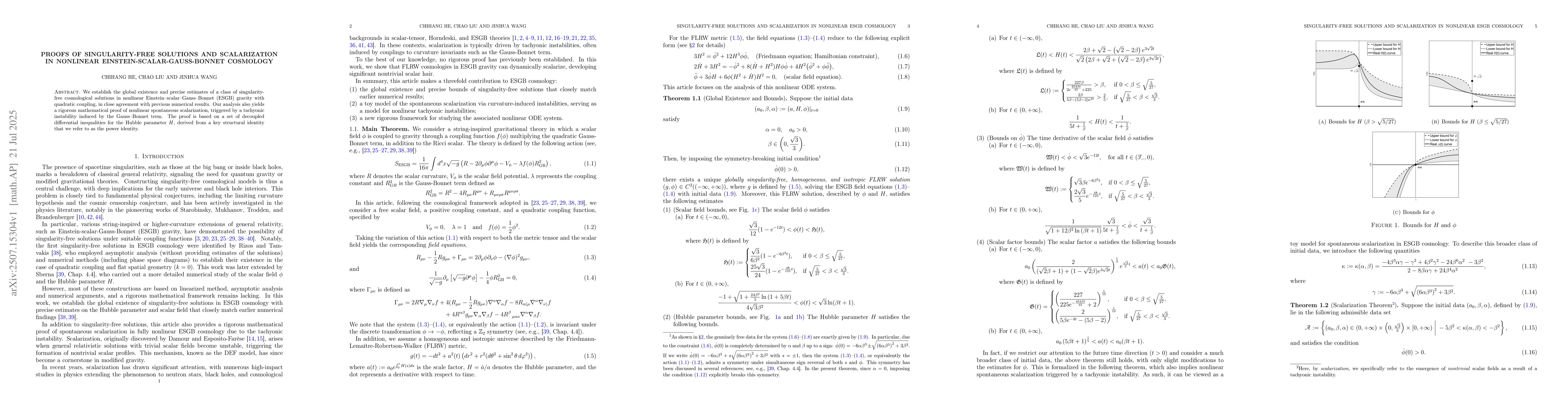 Thumbnail for Proofs of singularity-free solutions and scalarization in nonlinear
  Einstein-scalar-Gauss-Bonnet cosmology